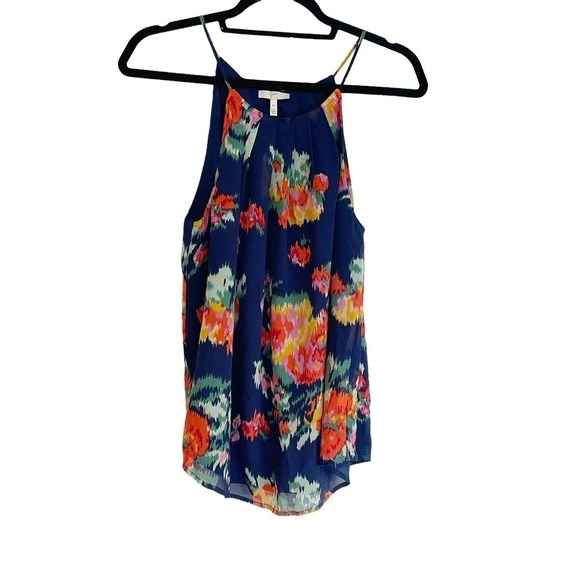 Joie Anatase B Floral-Print Halter-Neck 100% Silk Tank Blue Women's Size M - Picture 6 of 12